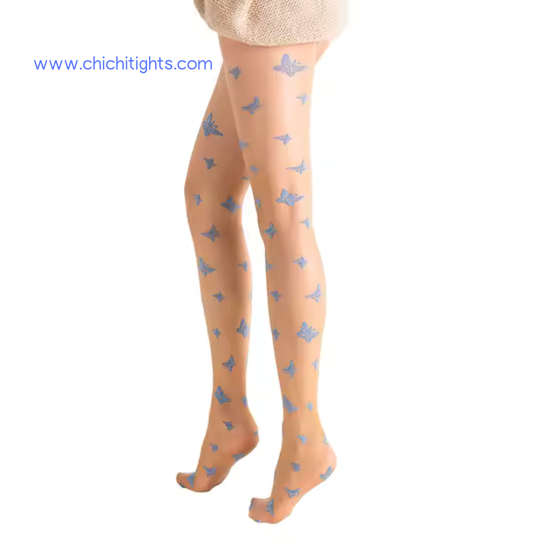 Sheer Butterfly Print Tights – One Size