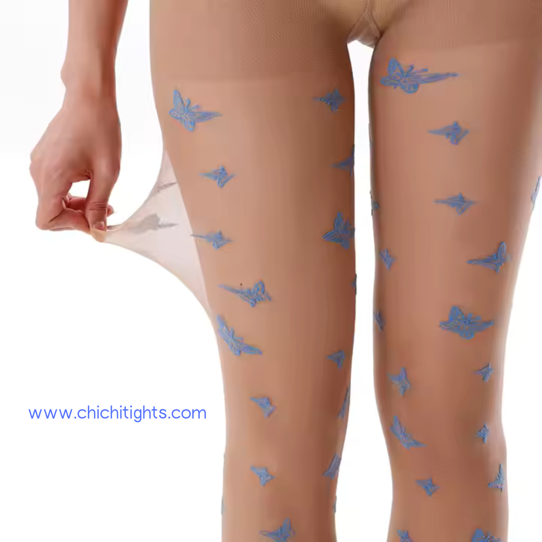 Sheer Butterfly Print Tights – One Size
