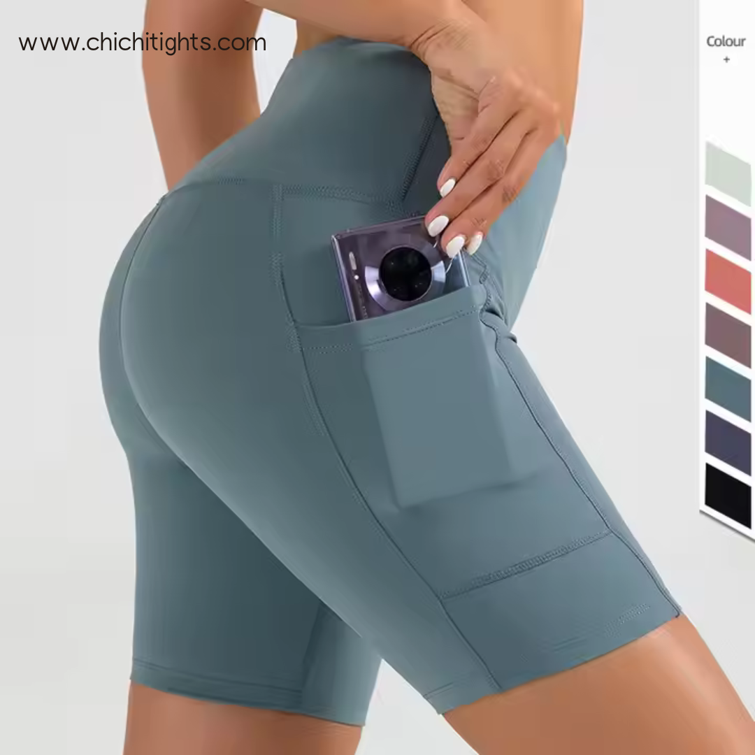 High-Waist Pocket leggins – Steel Blue