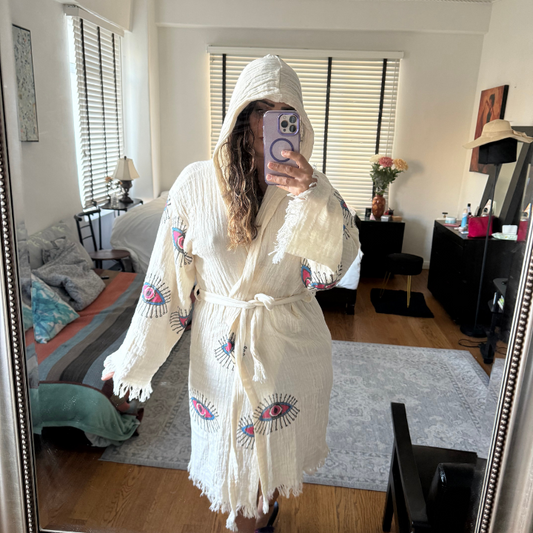 Mystic Eye Kimono Robe – Handcrafted Turkish Cotton