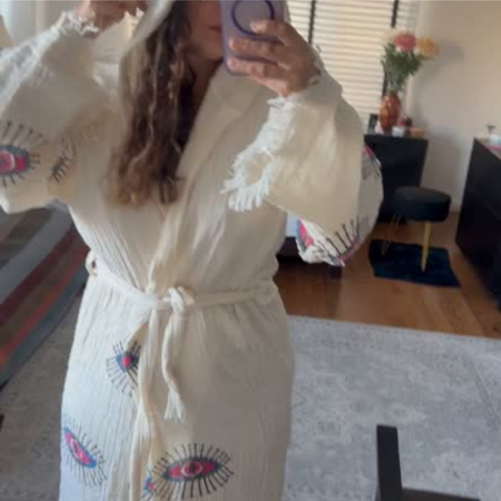 Mystic Eye Kimono Robe – Handcrafted Turkish Cotton