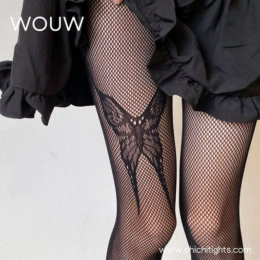 fishnet tights with a butterfly design